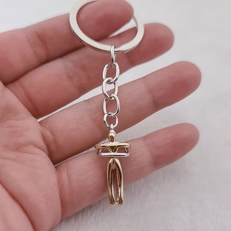 Mini cuteDouble small color human body art hugging Keychain Human Embrace Pendant Key Ring Couple Valentine's Day Gift