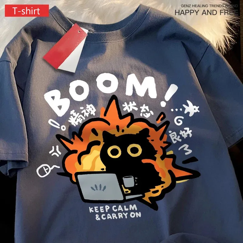 Loses Kurzarm-T-Shirt für Herren/Damen, 2024, neues amerikanisches Ins-Harajuku-Retro-bedrucktes Top