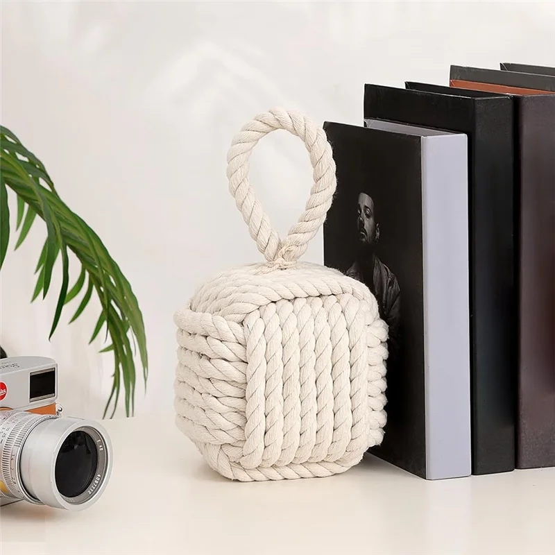RALCA-Cute Rope Knot Design Door Stoppers-Heavy Duty Weighted Doorstop, Decorative Inside Mount For Home& School