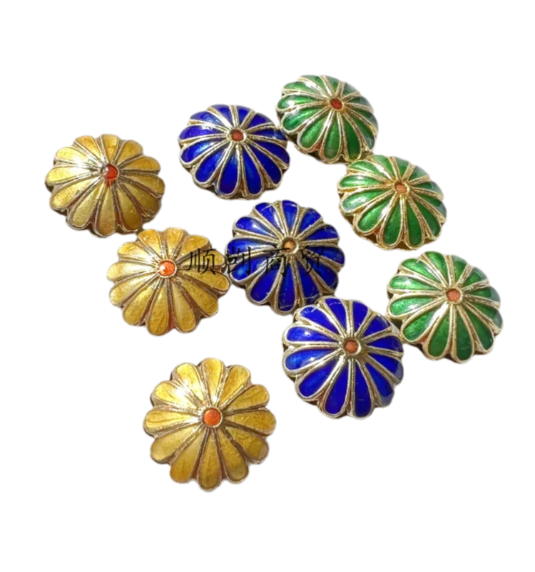 

5pcs Handmade Fancy Enamel Filigree Lotus Butterfly Beads DIY Jewelry Making Supplies Cloisonne Silver Blue Accessories