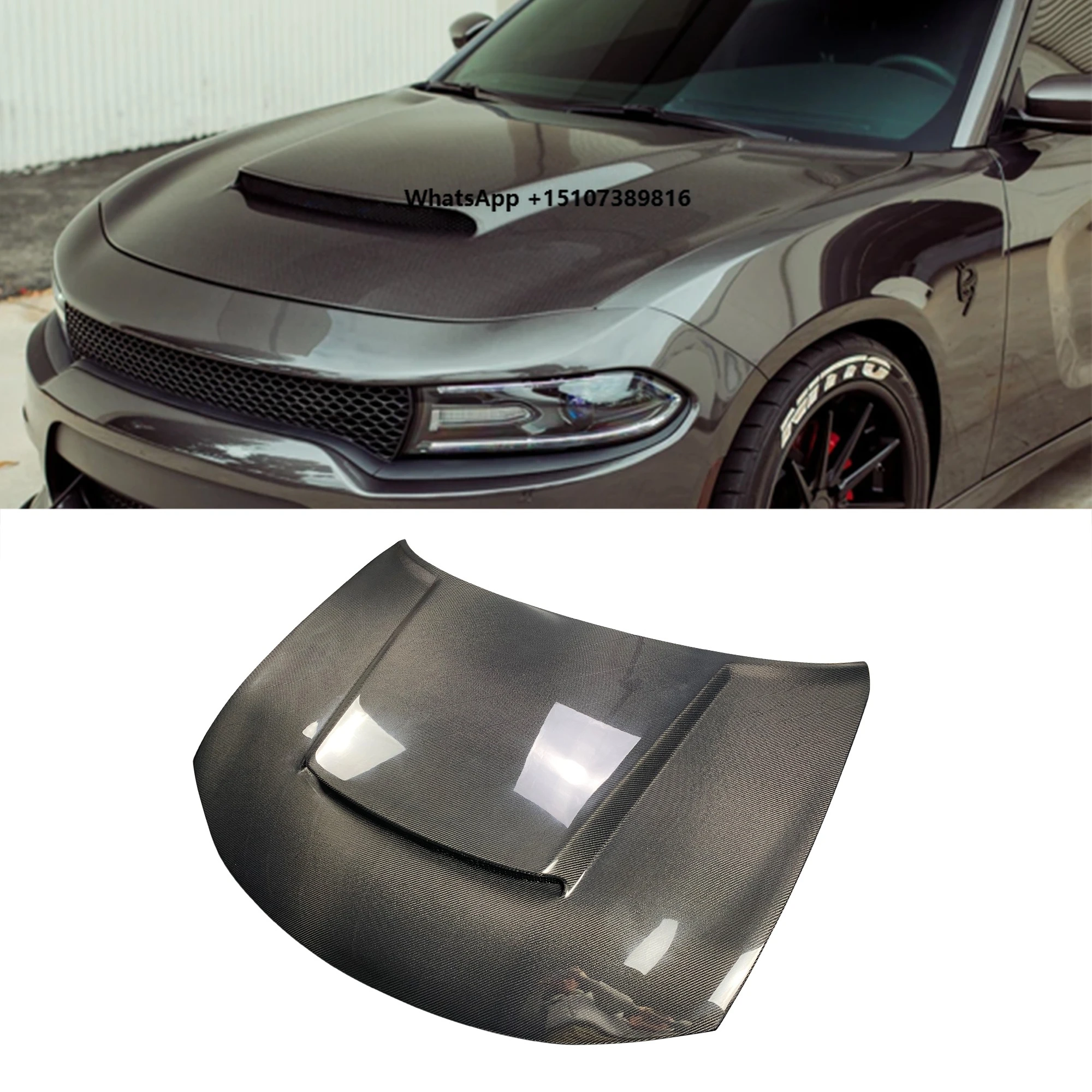 High Quality Carbon Fiber Charger Bonnet Lid Car Hood With Ventilator Scoop For Dodge Charger