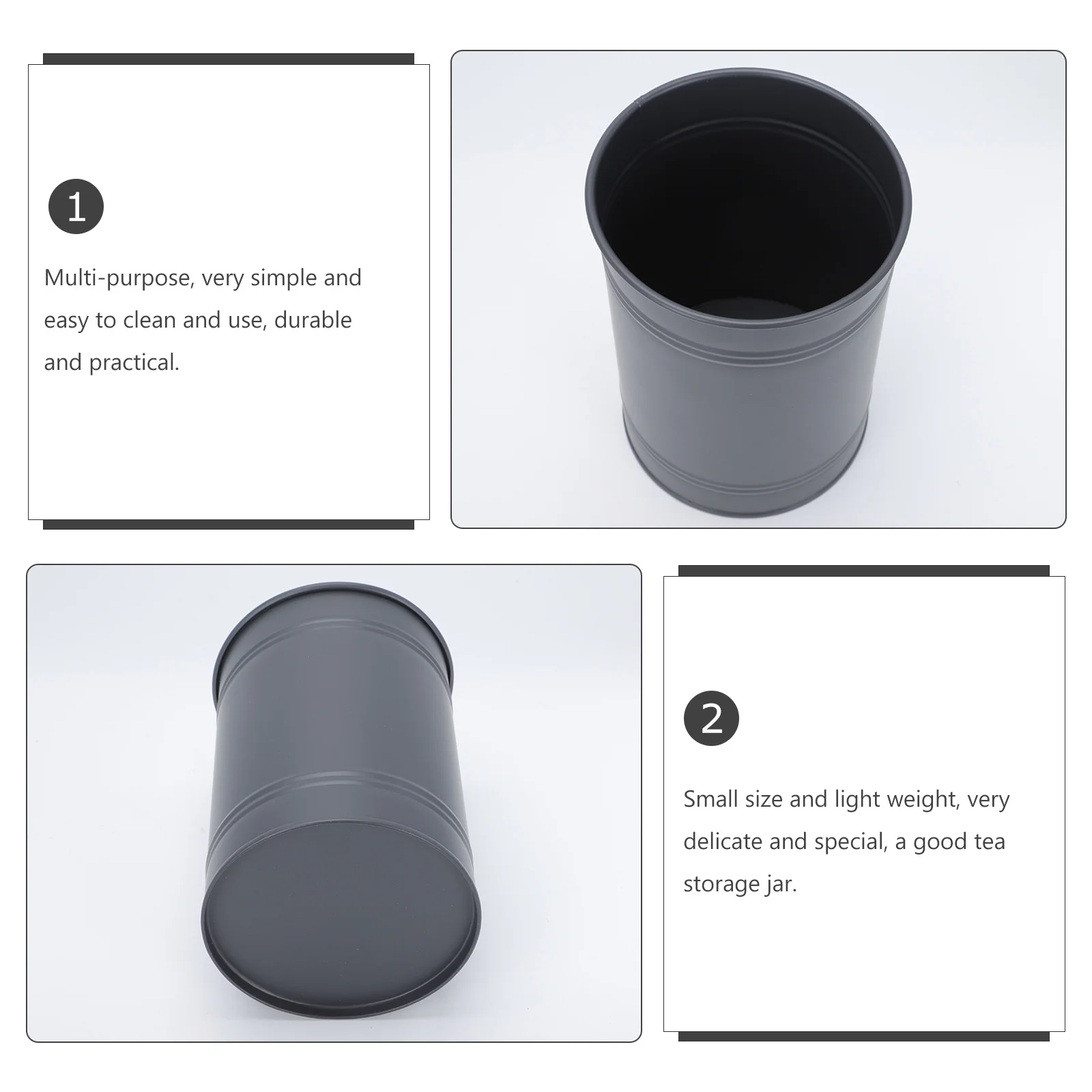 

1Pcs Iron Tea Container Airtight Snack Storage Box Kitchen Holder Charcoal Grey Multi-Purpose Tea Canister Food Storage