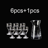 Wine Glasses Set 6pcs+1pcs Cups Transparent 80ml Wine Scale Dispenser 10ml Shot Glass Baijiu Spirit Cup Wine Pot Drinkware Set