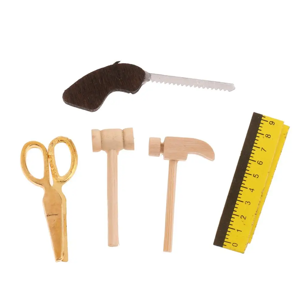 Dollhouse Accessories Miniature Toolkit Wooden Toolbox 1 12 Scale Toy Furniture Set for Little Houses Dolls