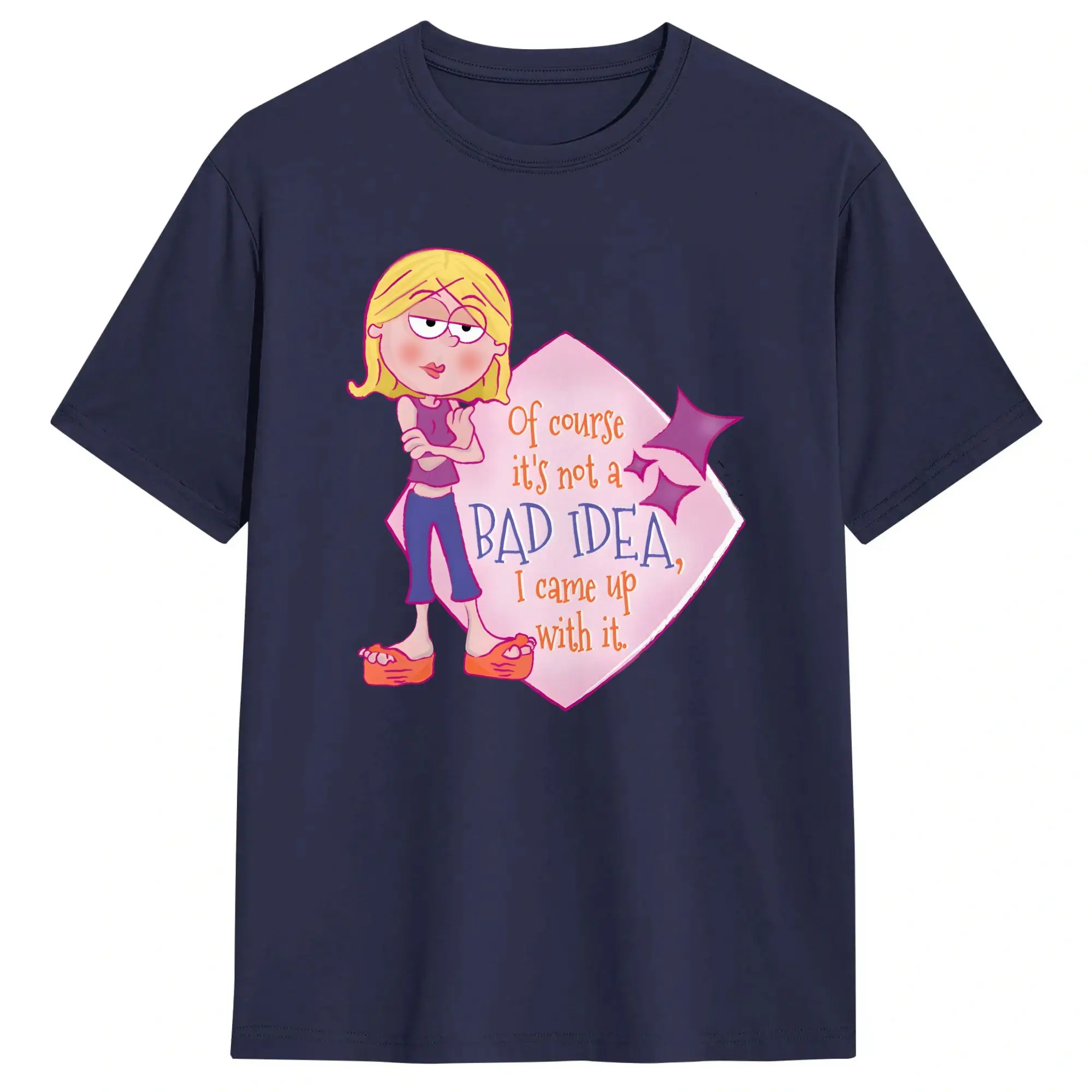 Lizzies McGuires Men's T Shirts Lizzie Has No Bad Ideas  Funny Tees Short Sleeve Round Neck T-Shirts 100% Cotton Clothing