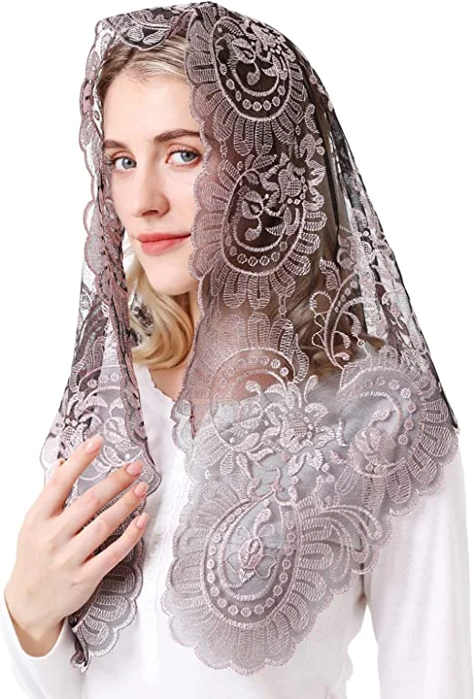 Spanish Traditioanl Lace Mantilla Catholic Church Veil Women Head Covering Muslin Veil