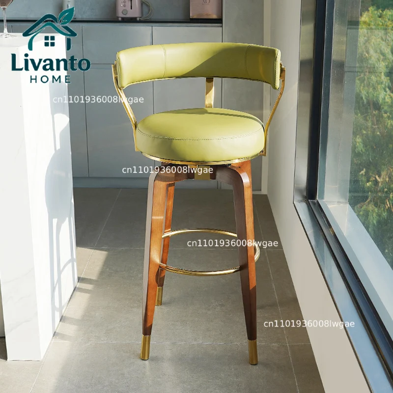 

Retro Swivel Bar Chairs Ergonomic Comfortable Midcentury Minimalist Bar Stools Adults Waiting Sillas Altas Para Barra Furniture
