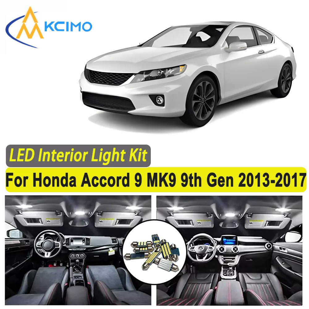 

Kcimo LED For Honda Accord 9 MK9 9th Gen 2013 2014 2015 2016 2017 Premium Bright LED Interior Dome Map Trunk Light Kit Car Led