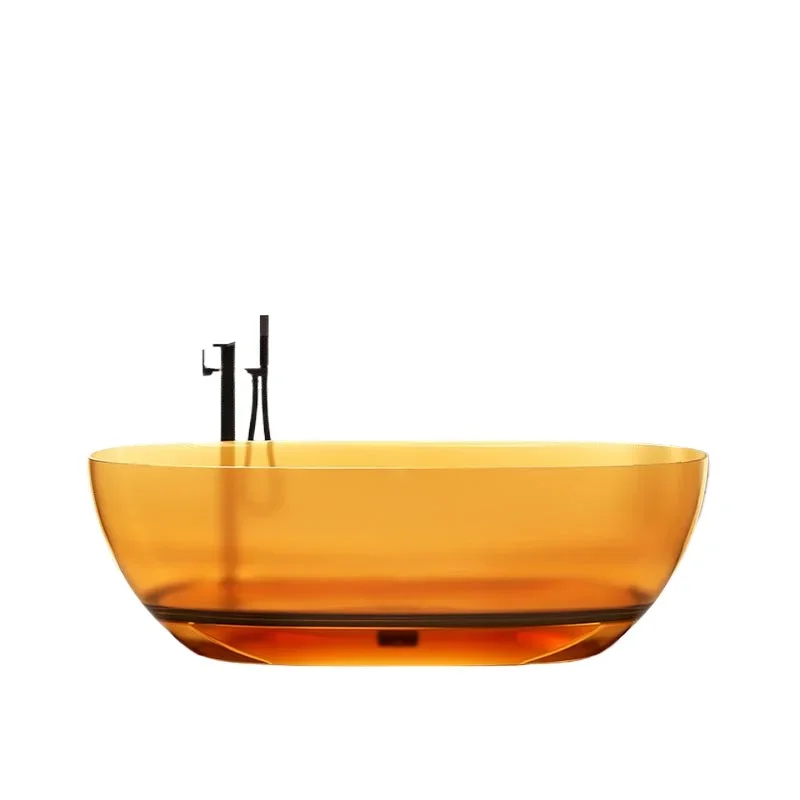 

Circular transparent color bathtub Internet celebrity hotel B & B engineering art crystal resin freestanding bath