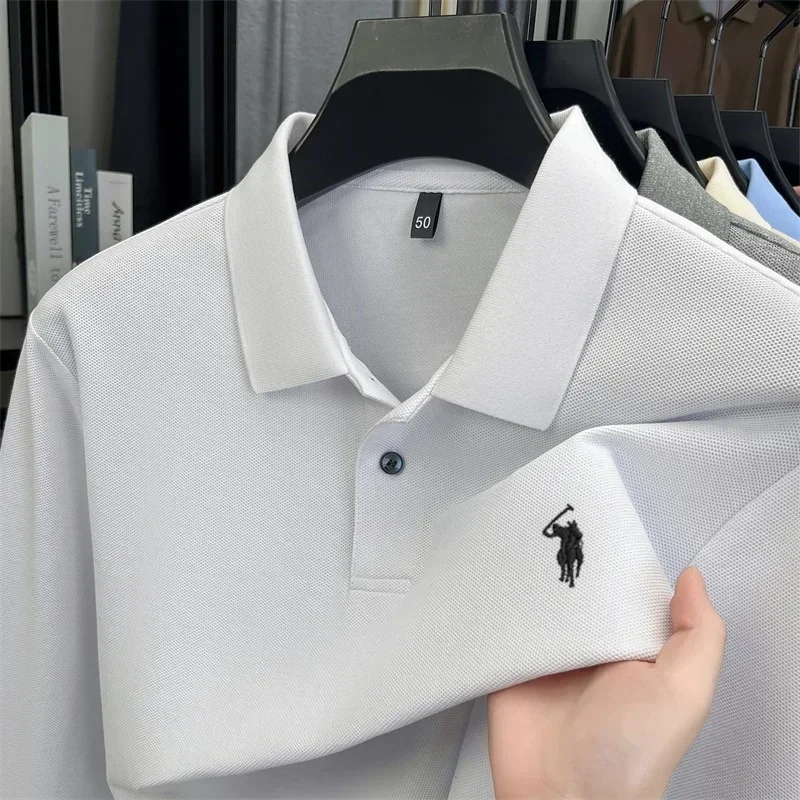 100% reine Baumwolle, hochwertiges Marken-Poloshirt für Herren mit langen Ärmeln, modisches Luxus-Golfshirt mit Stickerei für Herbst und Winter, lässiges T-Shirt. – Detail 5