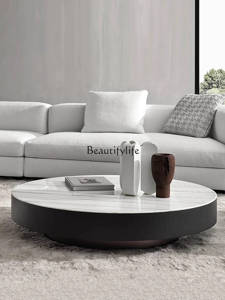 Stolik kawowy okrągły z marmuru w stylu francuskim, lekki luksus, model LS 51