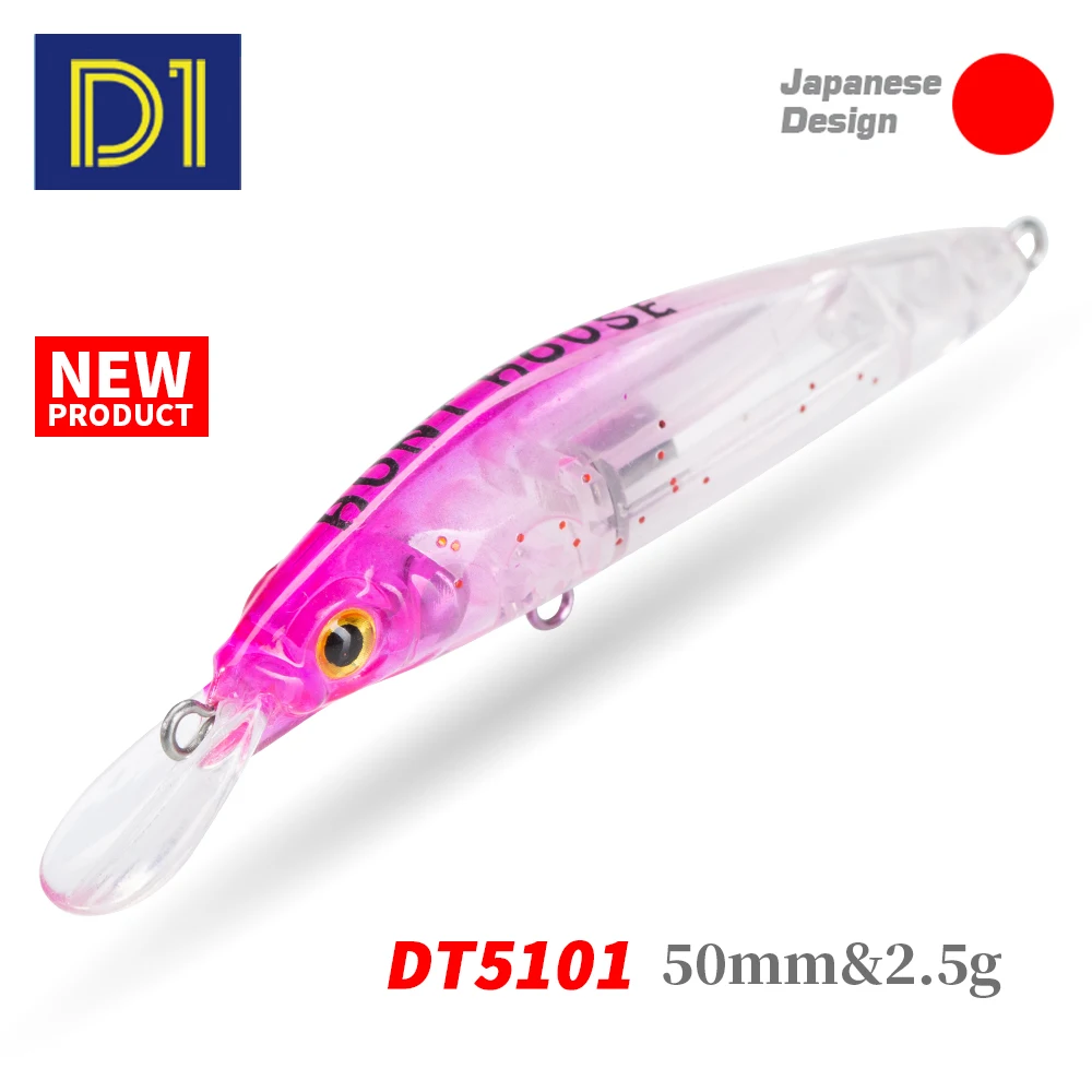 

D1 LG Minnow Fishing Lure Sinking Wobblers 50mm 2.5g River Mini Artificial Bait For Trout Bass Carp Fishing Tackle