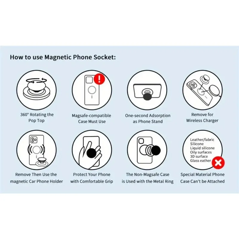 قبضة هاتف مغناطيسية قابلة للطي - 360 درجة ° حامل حامل حلقي، متوافق مع iPhone وSamsung وMac #5