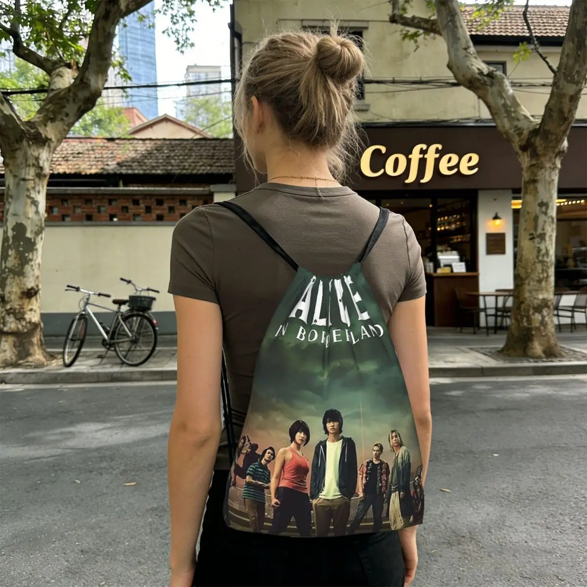 Alice In Borderlanded Poker Thriller Drama Backpacks Portable Drawstring Bags Sports Bag Book Bags for Man Woman Students