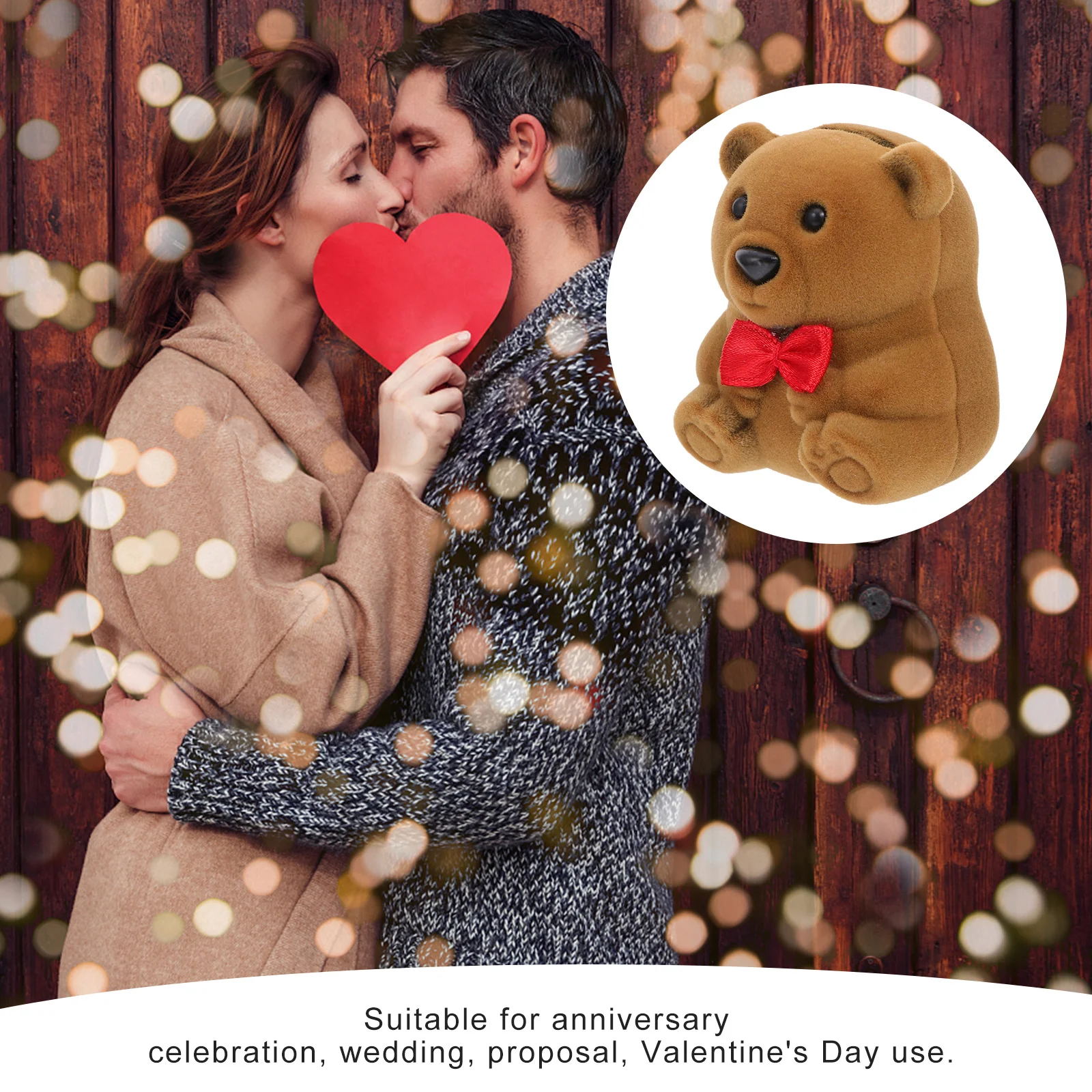 

1pc Jewelry Box Bear Shape Ring Holder For Engagement Wedding Proposal Valentine Gift Storage Case Decorative Container