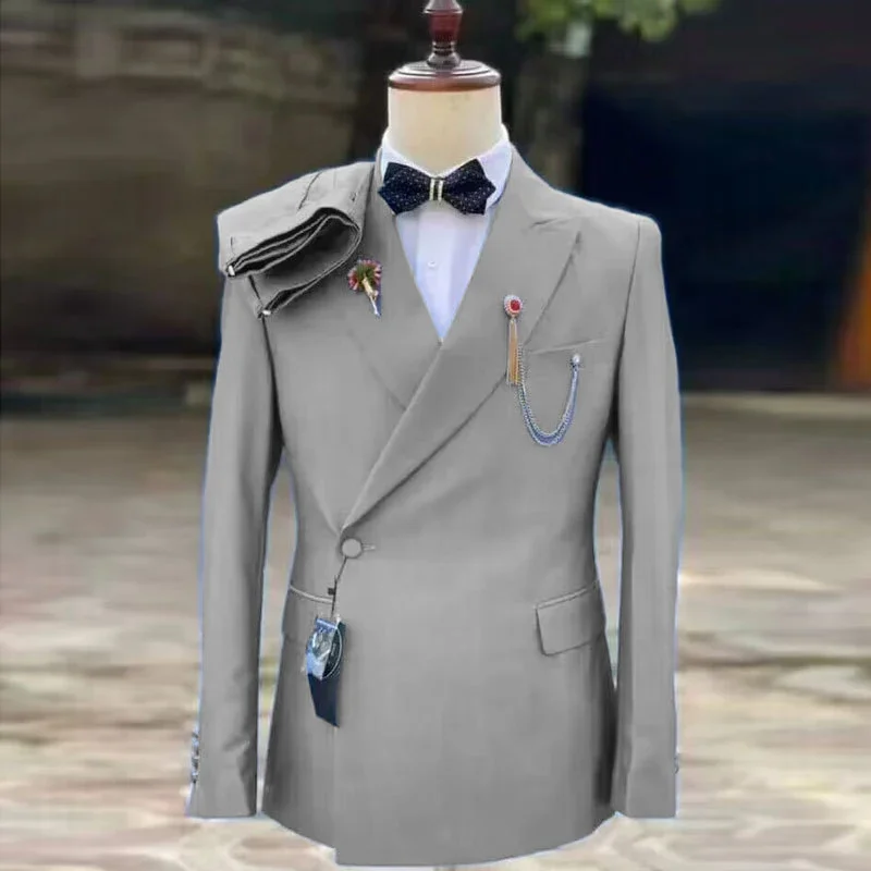 Latest Design Slim Fit Double Breasted Men Suits For Wedding Groom Tuxedos Formal Suits Best Man Prom Party Blazer Pants