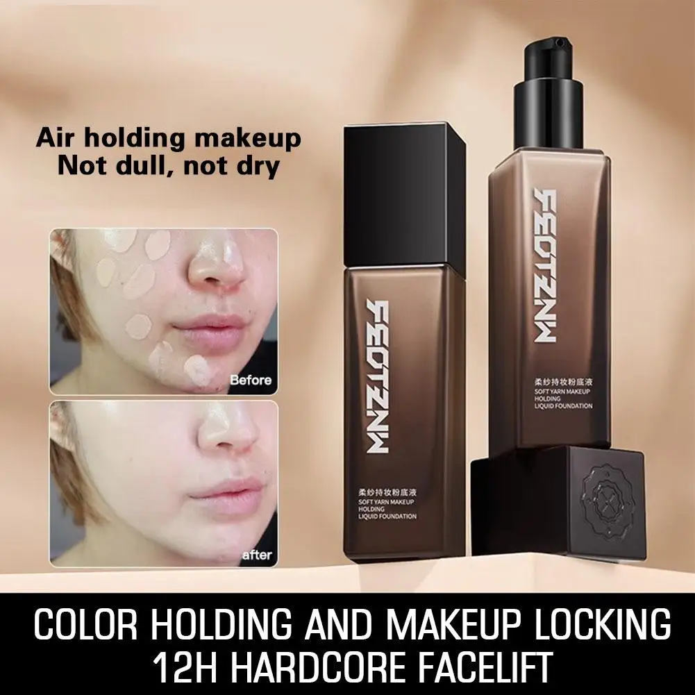Base de hilo suave de larga duración de Feotznw - Maquillaje líquido para arrugas y cuidado de la piel para mujer