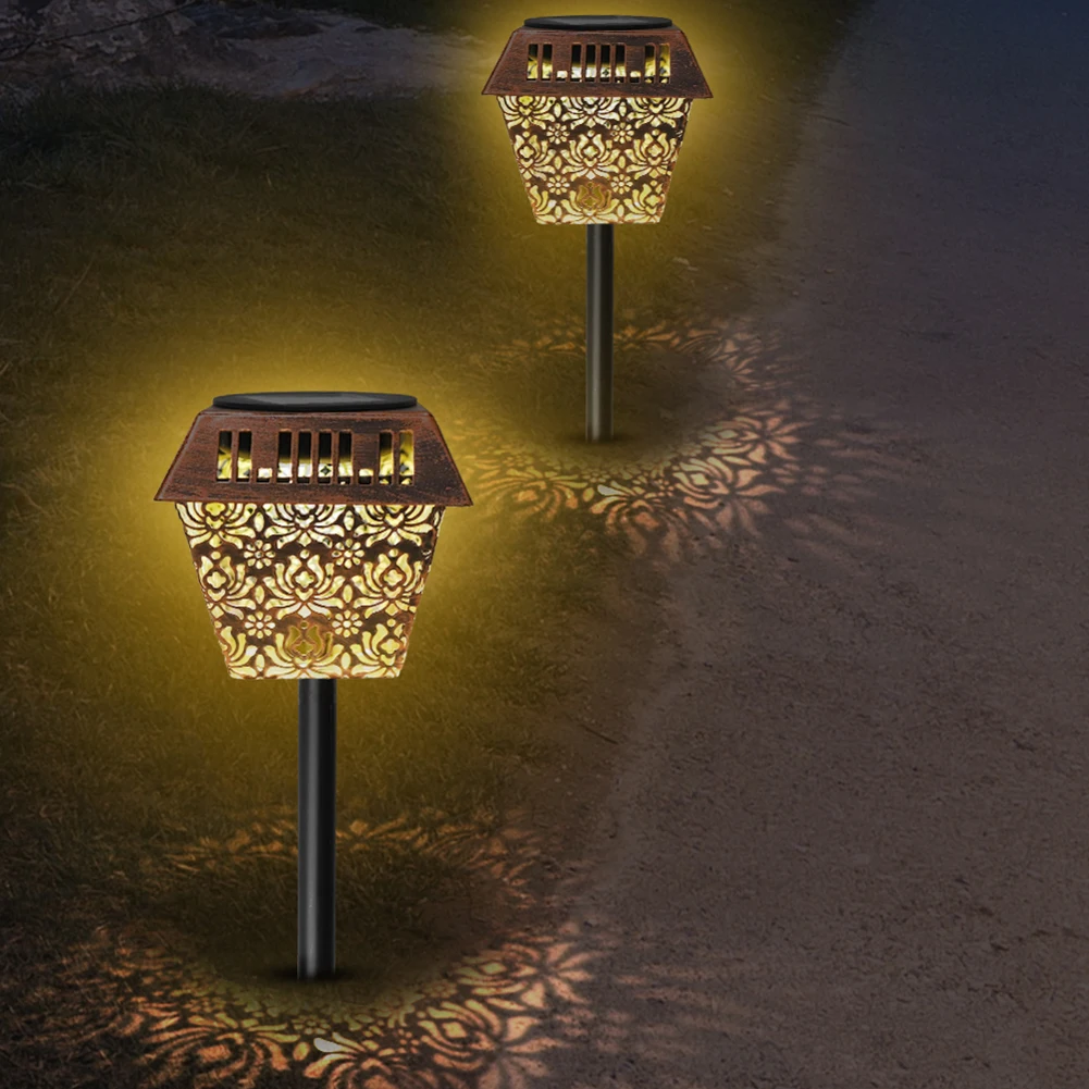 LED Solar Lawn Light Hollow Wrought Iron Lamp Outdoor Waterproof Lawn Stakes Lamps for Garden Courtyard Decoration