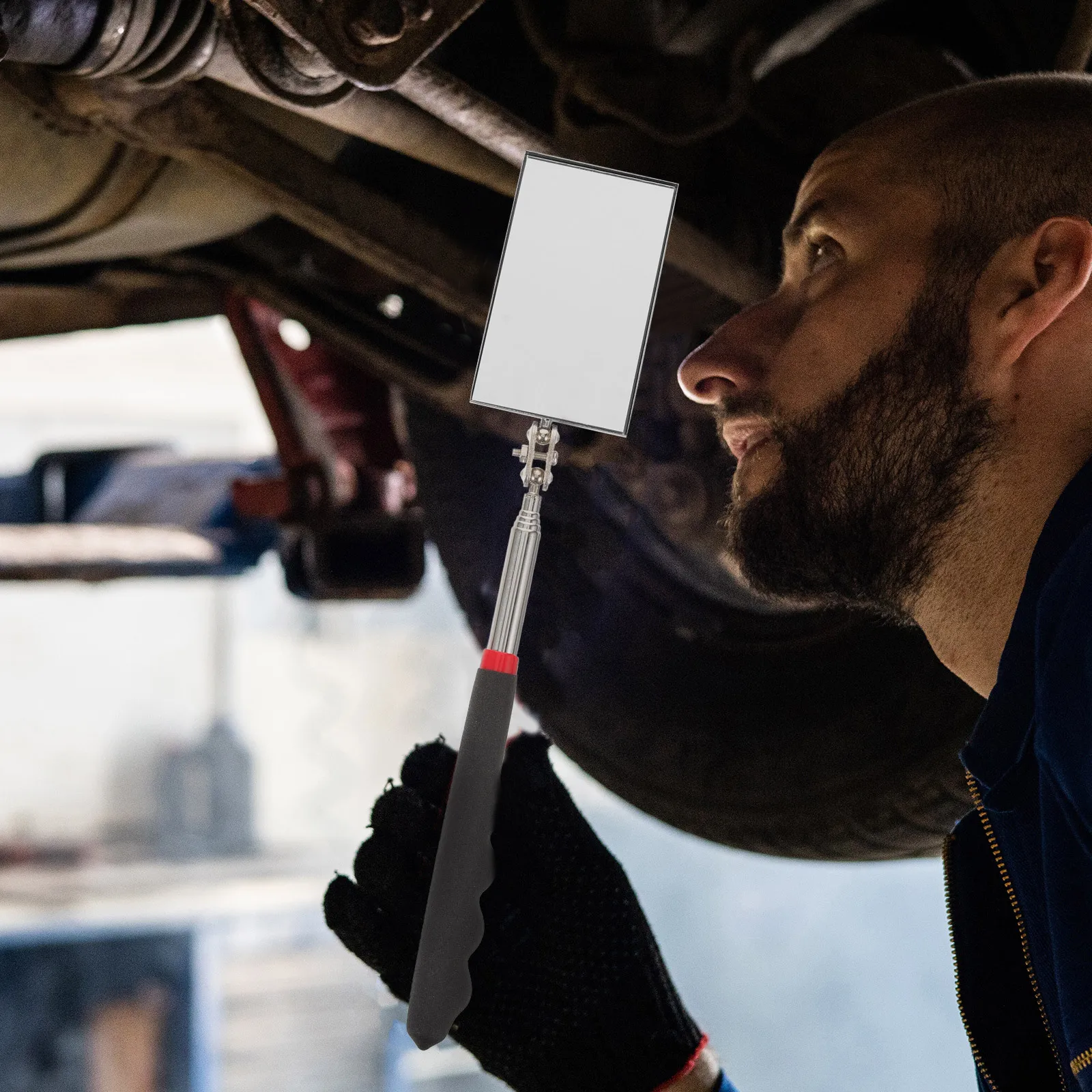 مرآة فحص تصغير مرآة ميكانيكية أوتوماتيكية مرنة قابلة للتمديد وقابلة للتعديل للعرض الإضافي وفحص المركبات