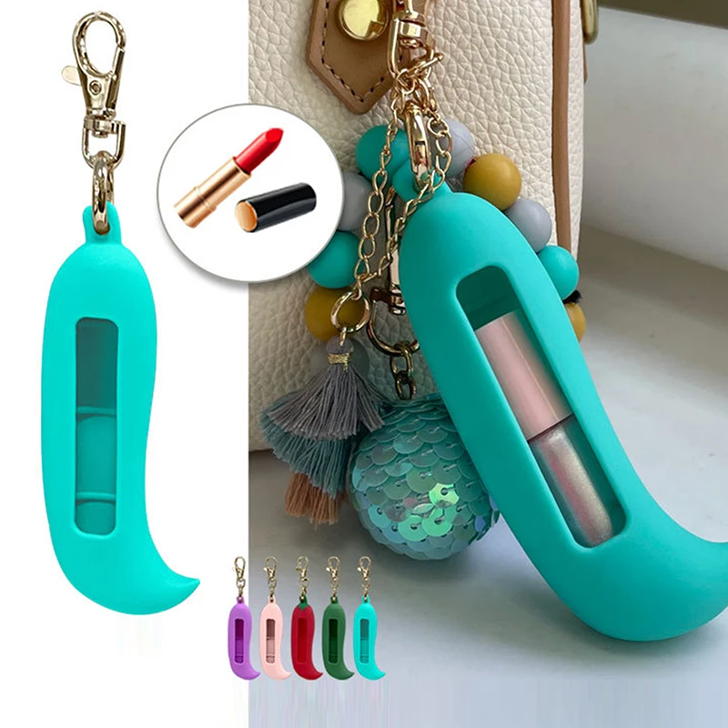 Lipstick Silicone Case Creative Capsule Lipstick Cover Keychains Anti Drop Portable Protective Cover For Cosmetic Makeup Holder