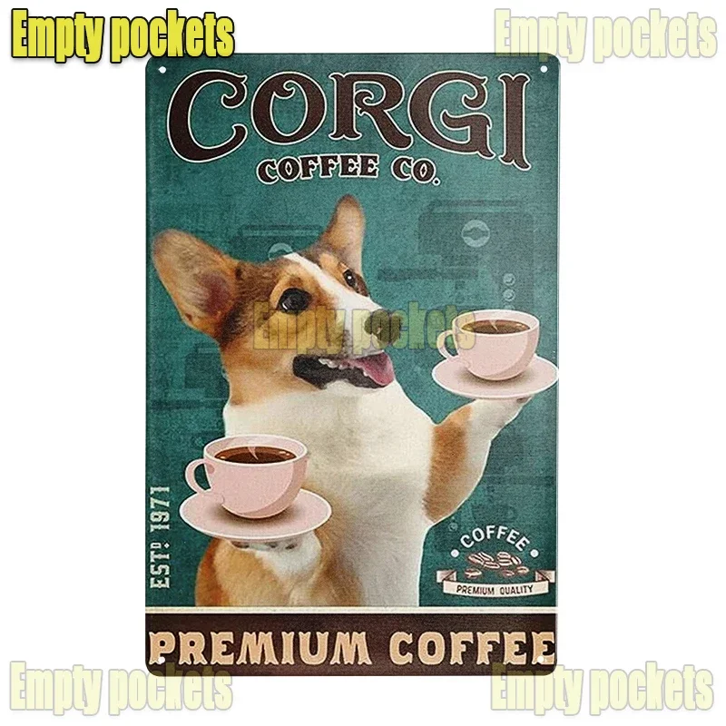 Vintage Pet Dog Corgi Tin Sign Plates for Pet Shop Bedroom Living Room cafe Kitchen metal wall art Decor Gift for Dog Lover