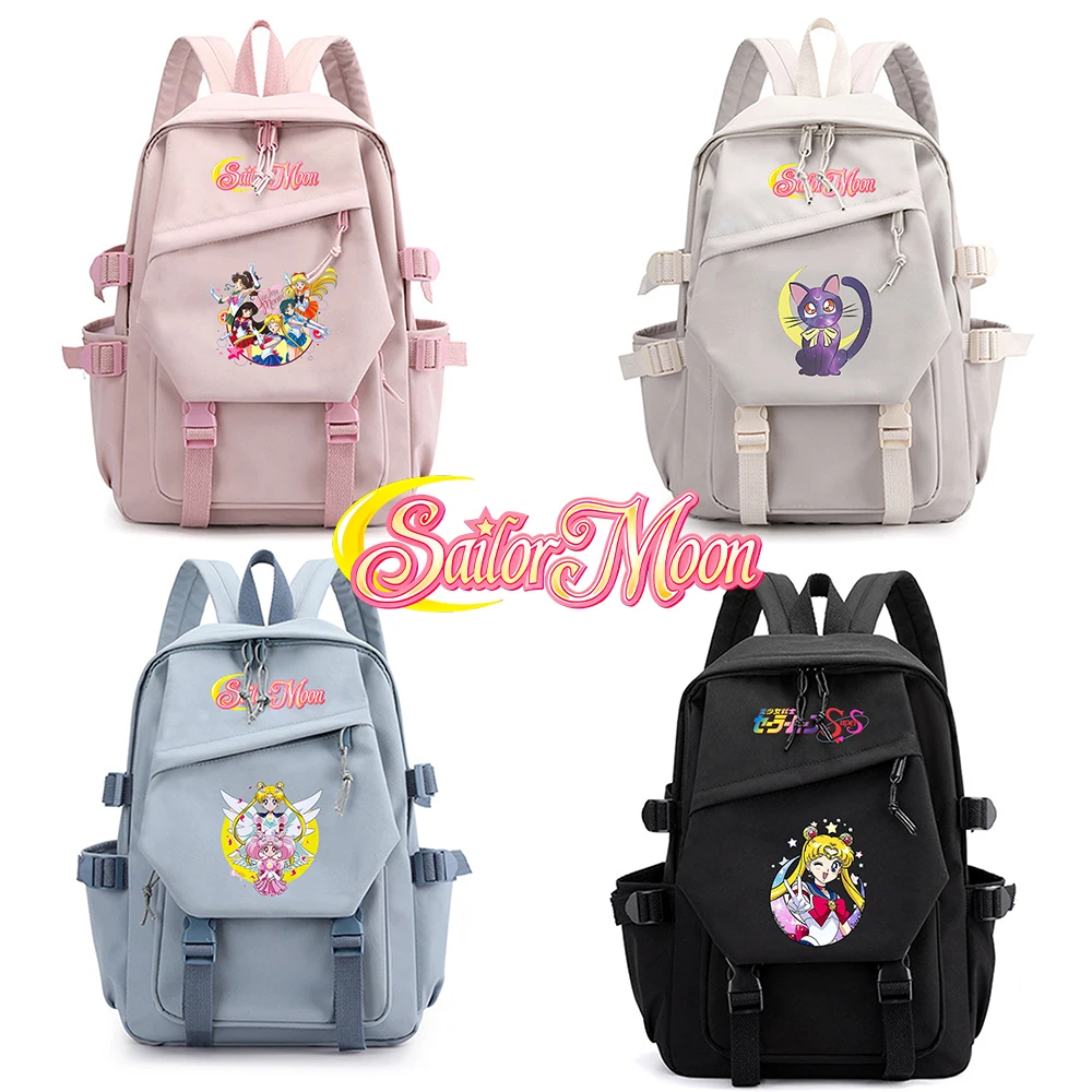 Sailors Moons Schoolbag Casual Cute Cartoon Backpack Large Capacity Colour Waterproof Student Satchel Travel Kids Birthday Gifts