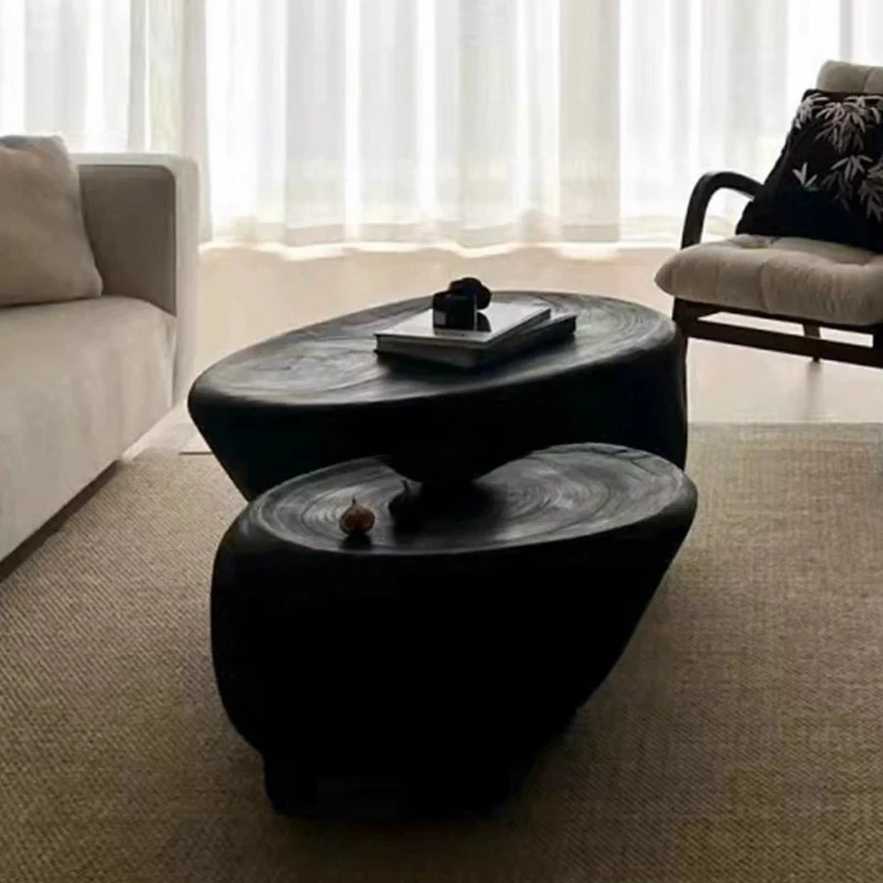 Medieval solid wood combination irregular art coffee table, can be customized