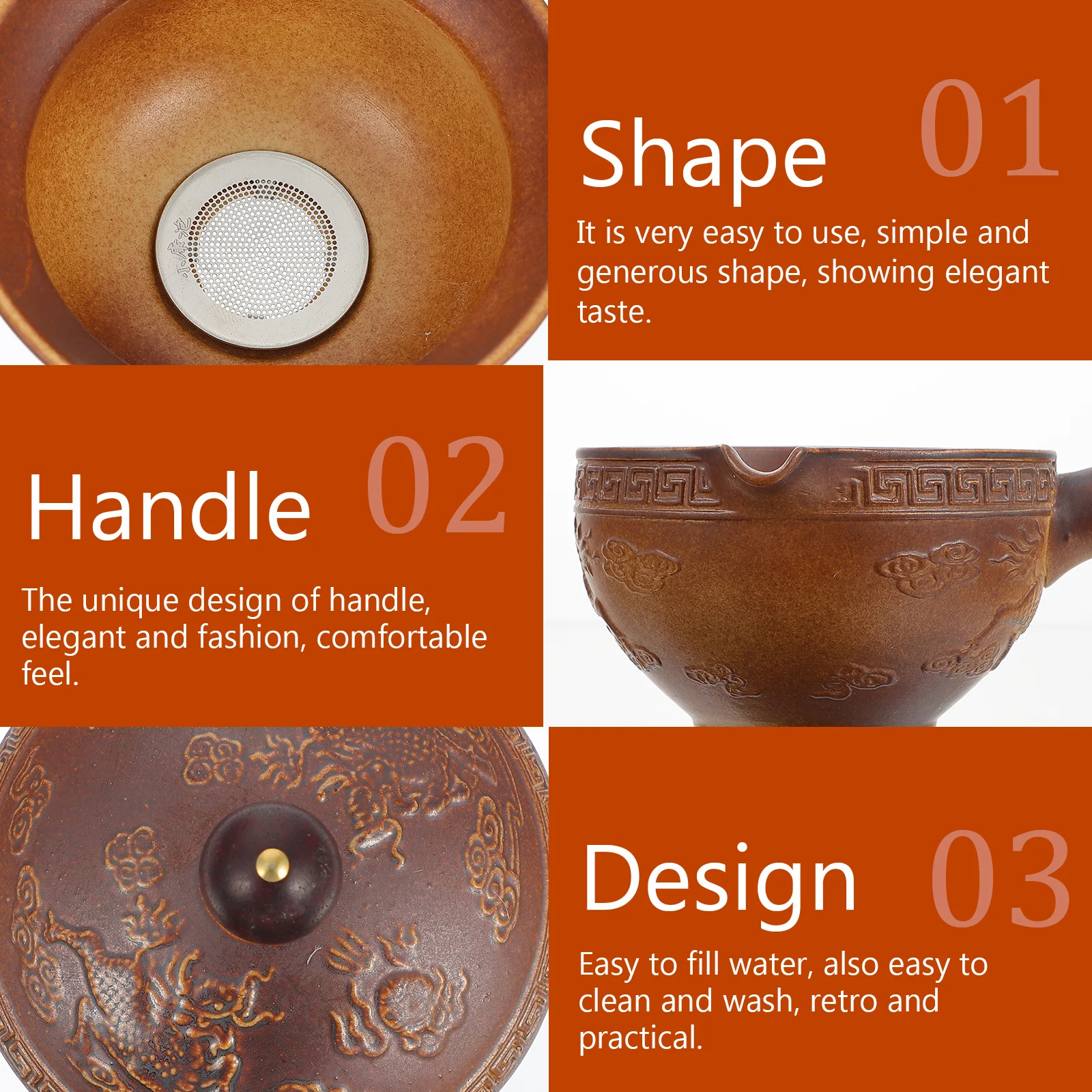 

Ceramic Kettle Household Water Boiler Easy Clean Fast Boiling Elegant Design Comfortable Handle Gift Tea Kettle