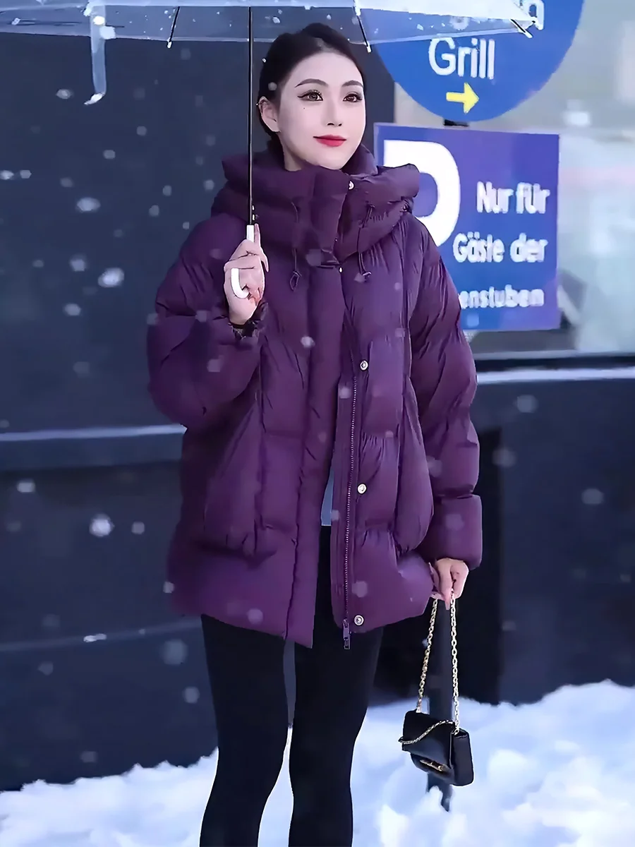 

Женская зимняя куртка-пуховик Thiened белого цвета, с капюшоном, теплая, стандартной длины, без бренда