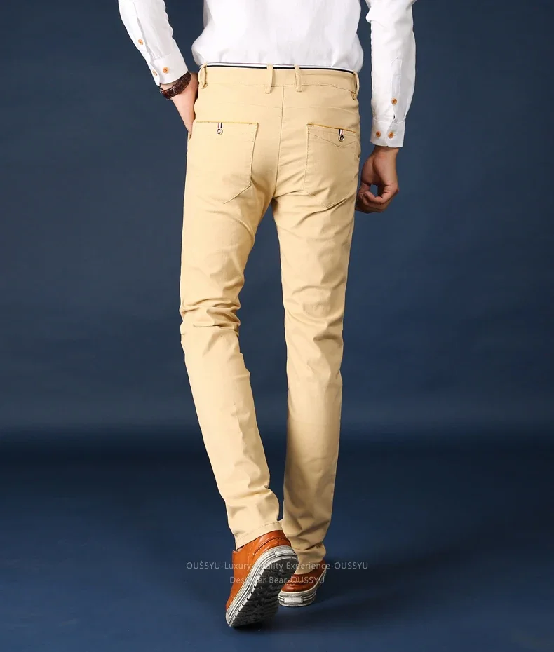 Herbstliche Einfarbige Herrenhose aus Baumwolle, Schmal Geschnittene Klassische Bleistifthose, Business-Hose im Koreanischen Stil, Lässige Chino-Twill-Hose für Männer – Detail 6