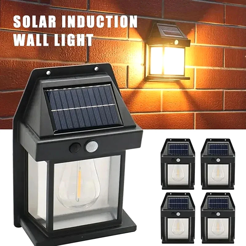 

Outdoor Solar Wall Lamp Waterproof Tungsten Filament Lamp Induction Lamp Household Garden Wall Light Villa Lighting Night Light