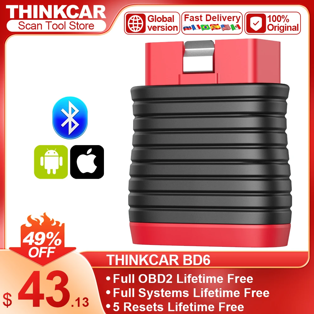 THIKNCAR BD6 OBD2 Scanner Full System Car Diagnostics Scanner 5 Reset Services Diagnostic Tool Auto Read/Clear Codes Scan Tool