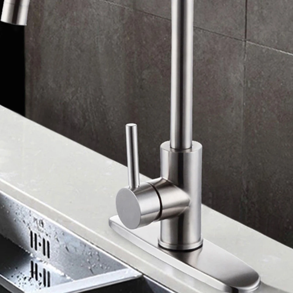 

Stainless Steel Faucet Deck Plate Corrosion Resistant Sink Hole Cover Stylish Kitchen Bathroom Single Hole Faucet Cover Durable