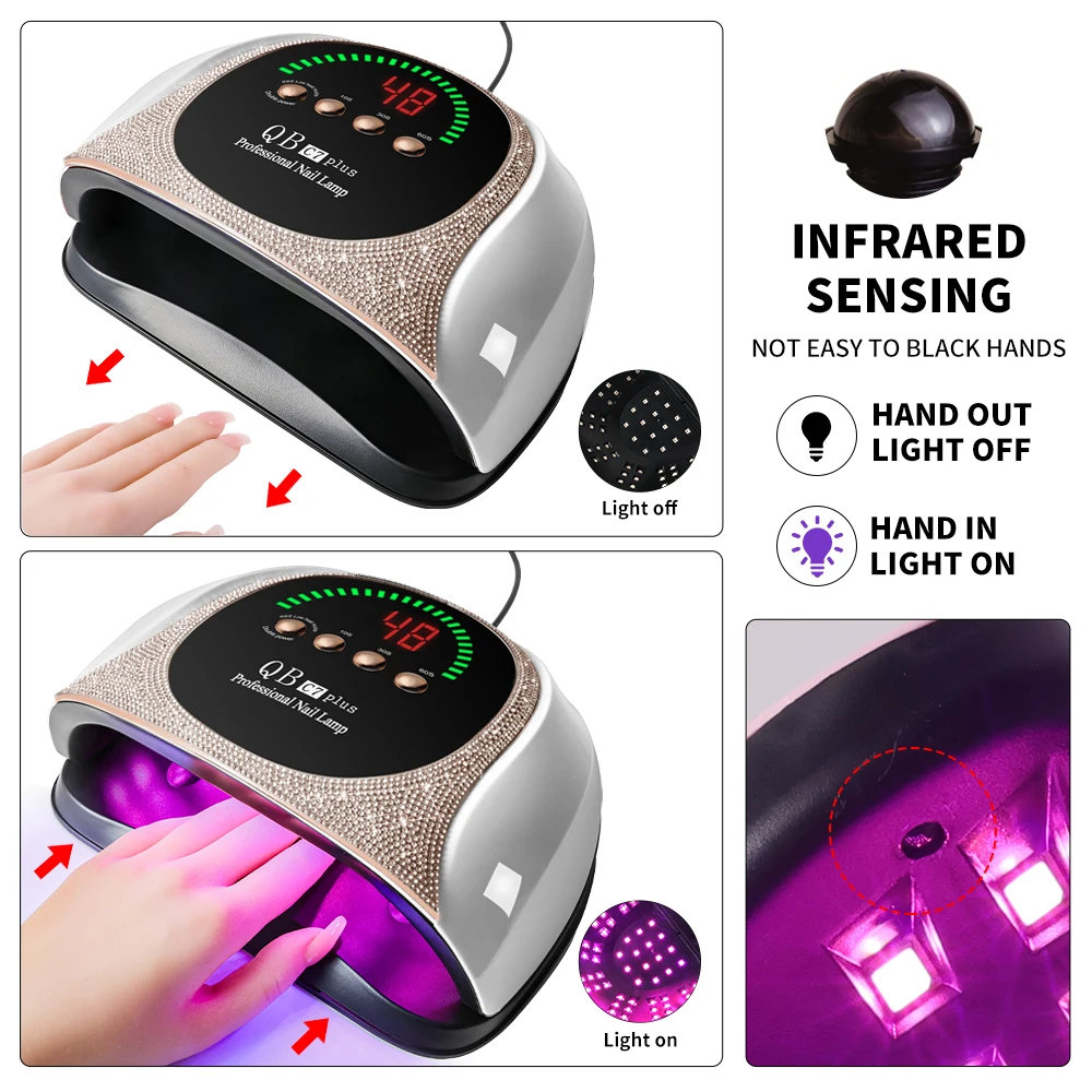 UV/LED Nail Dryer Lamp 57 LEDS Quick Drying Gel Polish Curing Light With LCD Display Manicure Equipment Tools for Acrylic Gel
