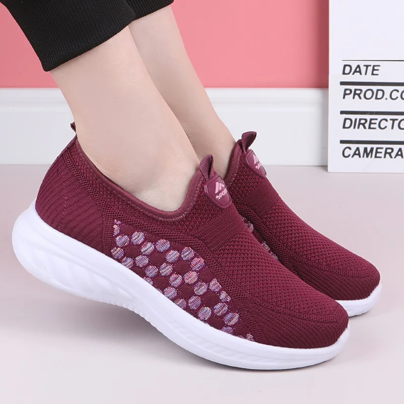 Shoes Casual  Woman\'s Mesh Breathable Slip on Flat Shoes 2022 Ladies Loafers Comfortable Lightweight Sneaker Socks Women Loafer