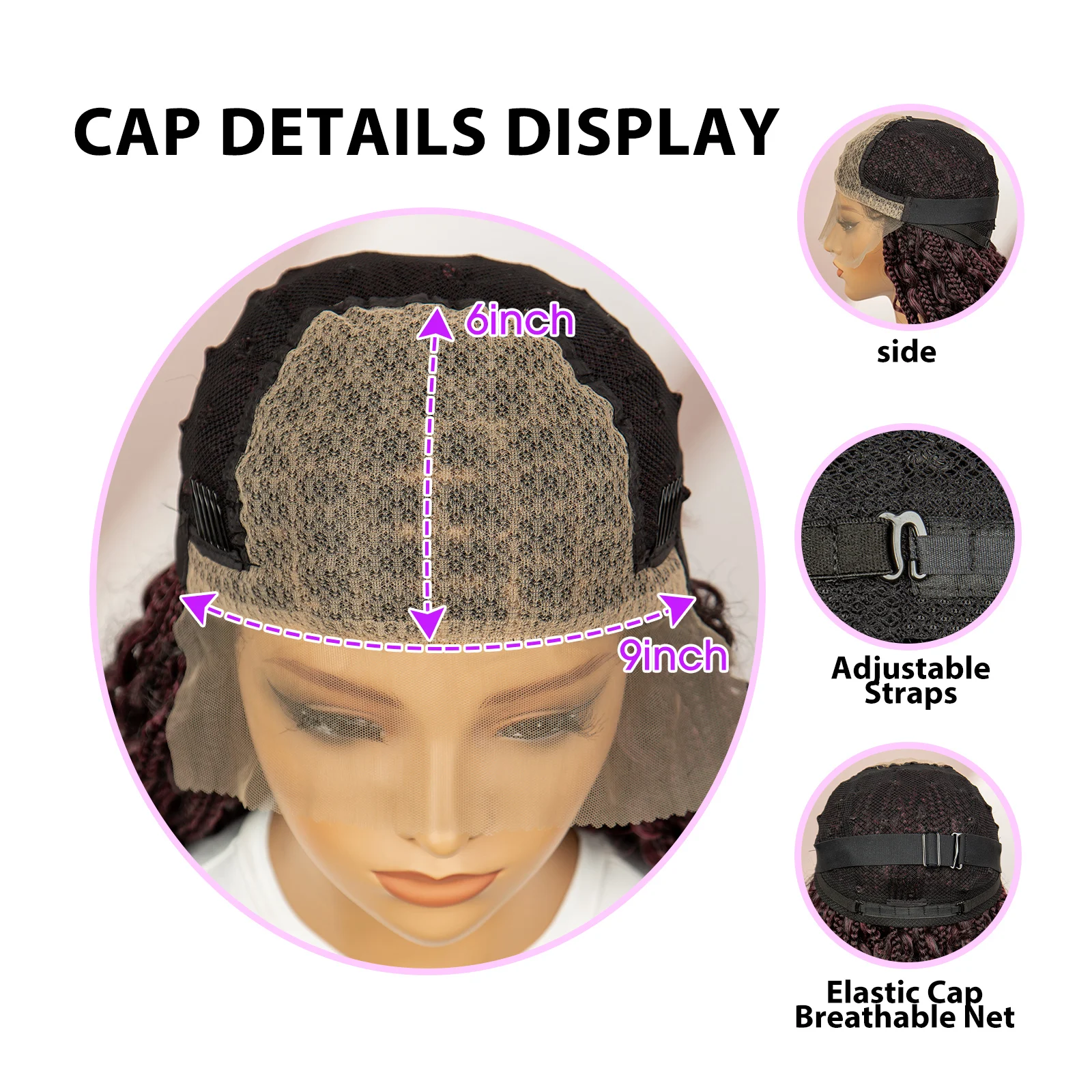 32inch Synthetic Knotless Box Braided Wigs Bohemian Boho Braids Wigs Lace Front Braided Lace Wigs with Baby Hair for Black Women