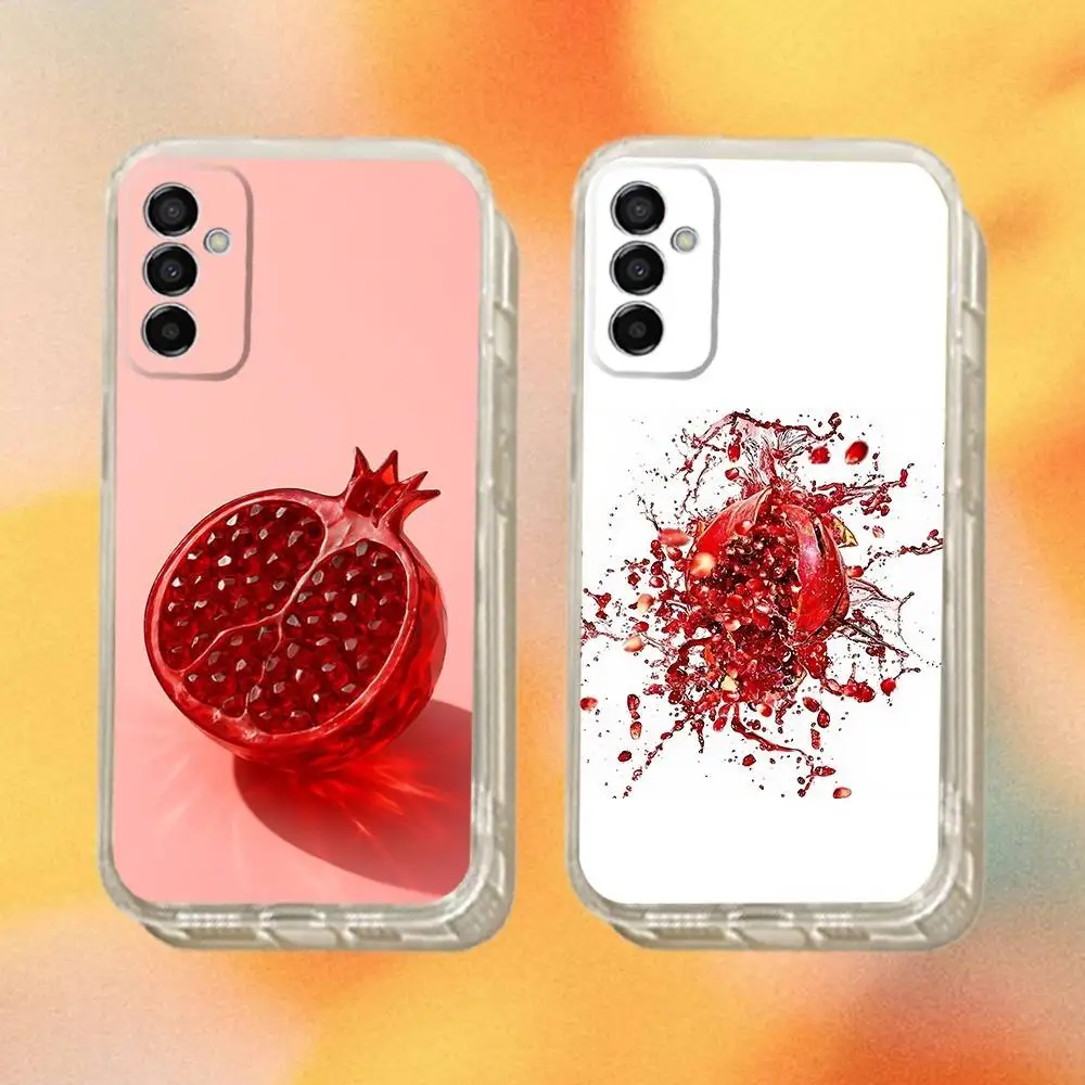 

Red Fruit Pomegranate Phone Case For Samsung S24,30,21,22,23,20 FE,lite,PIus,Ultra,5G,Note,9,10 Transparent Cover