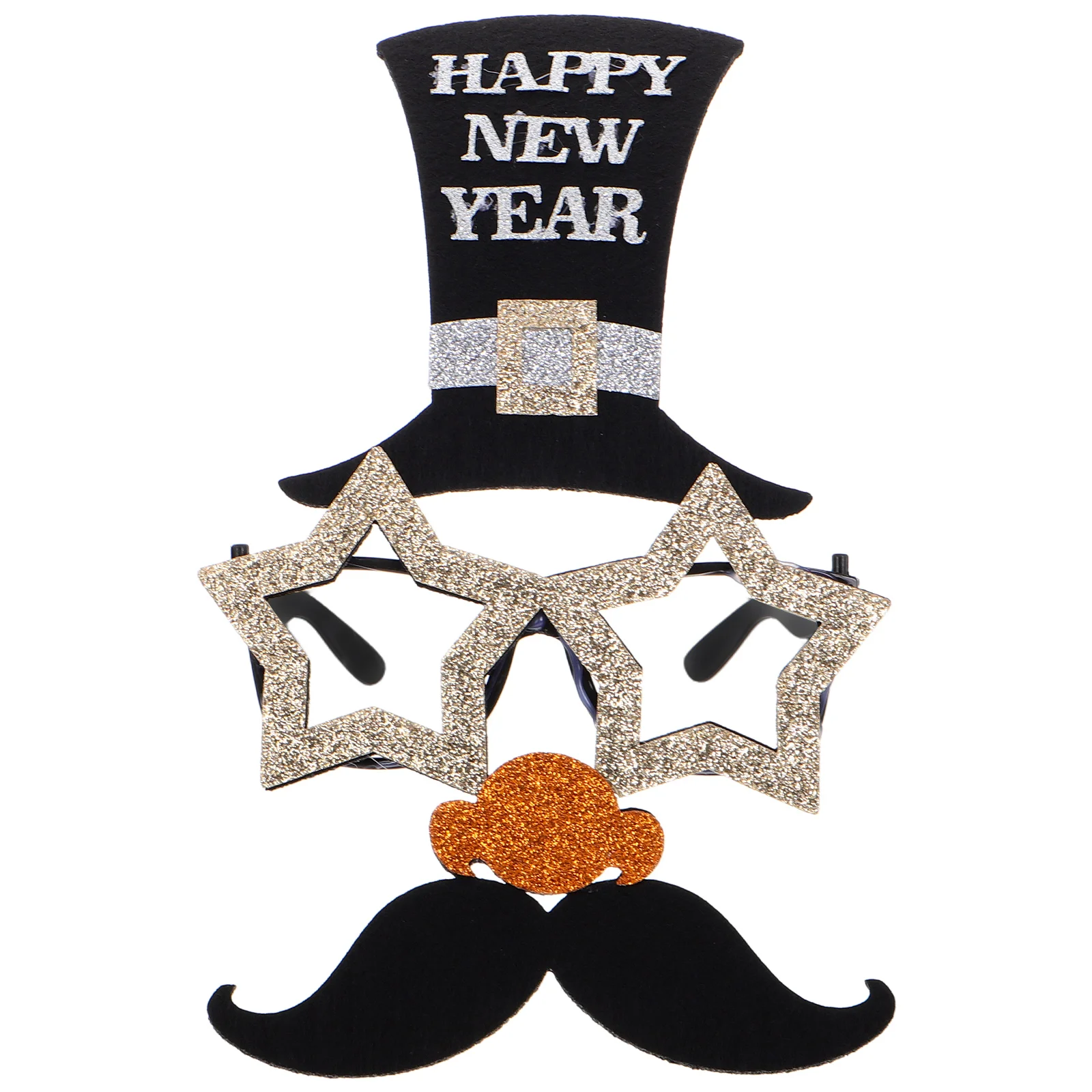 

New Year Decorative Glasses Men Party Hat Non Woven Fabric Happy New Year Headband Beard Mask Reusable Lasting Comfortable