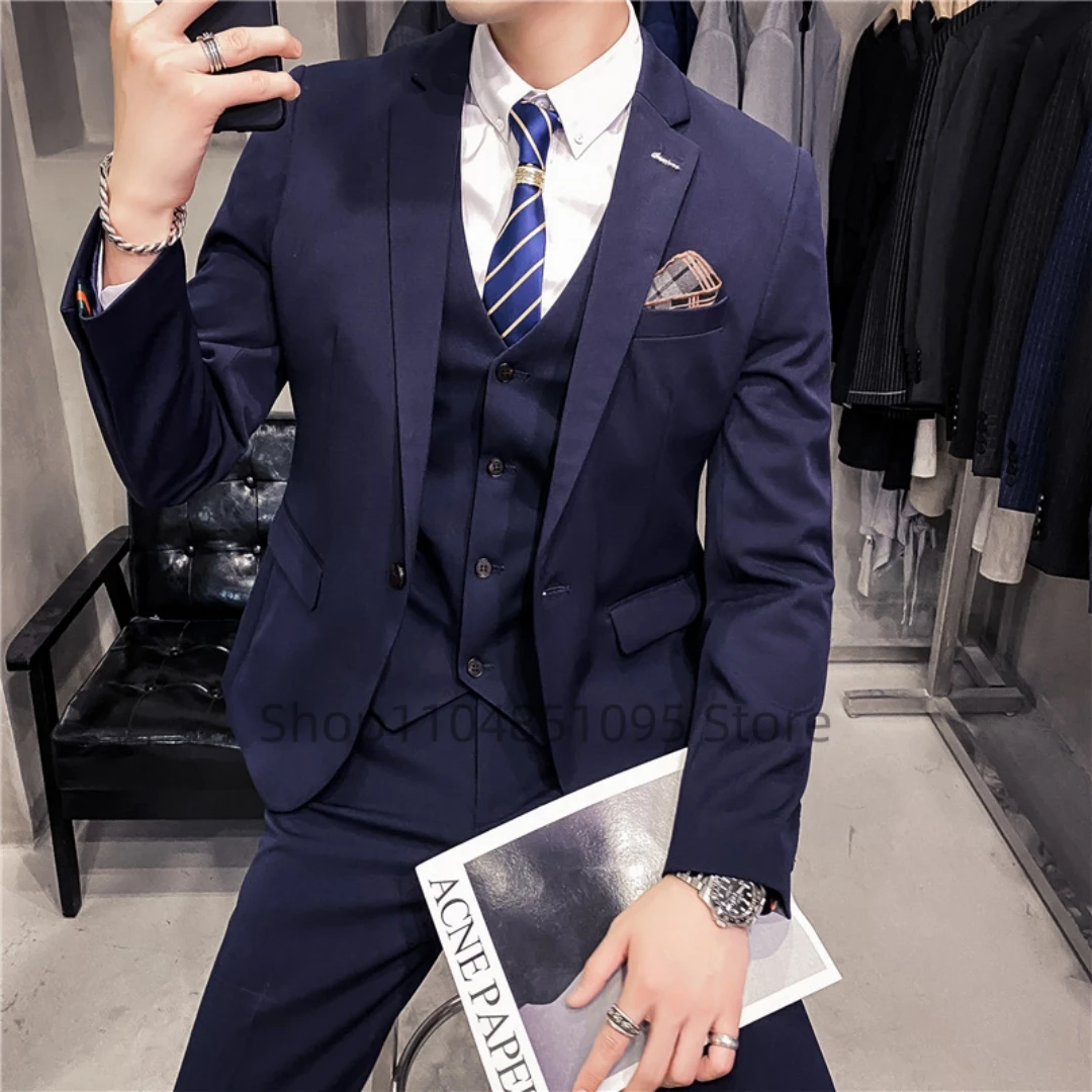 

Formal Suits For Men Slim Fit 3 Pieces Party Groom Wedding Tuxedo One Button Notched Lapel Jacket With Pants Business Suit Set