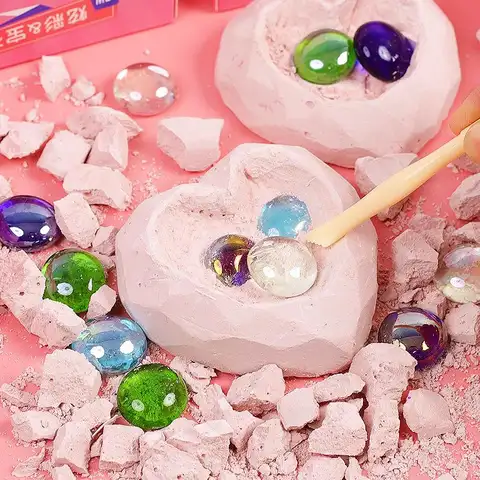 Archaeological Excavation Gypsum Blind Box Toy DIY Love Heart Gem Blind Box Children's Puzzle Handmade Treasure Digging Toy