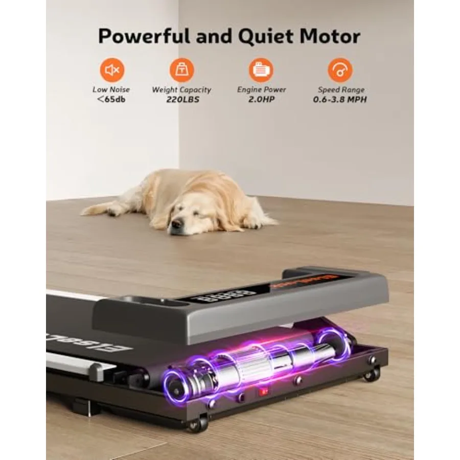 جهاز سير محمول تحت المكتب للاستخدام المنزلي والمكتبي مع جهاز تحكم عن بعد 2.5 حصان للمشي والركض والجري يتميز بإضاءة LED D