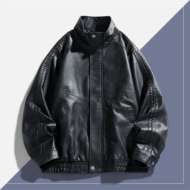 2025 Autumn/Winter New Men's Comfortable Classic Leather Jacket, High-Quality Trendy Casual Leather Jacket Coat, Durable