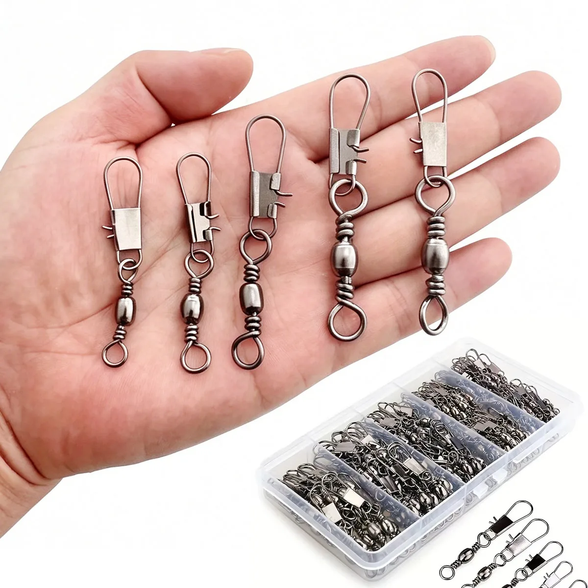 10/20/50Pcs Swivels Fishing Connector Pin Bearing Rolling Swivel Snap Fastlock Clips Fishhook Fishing Tackle Accessories