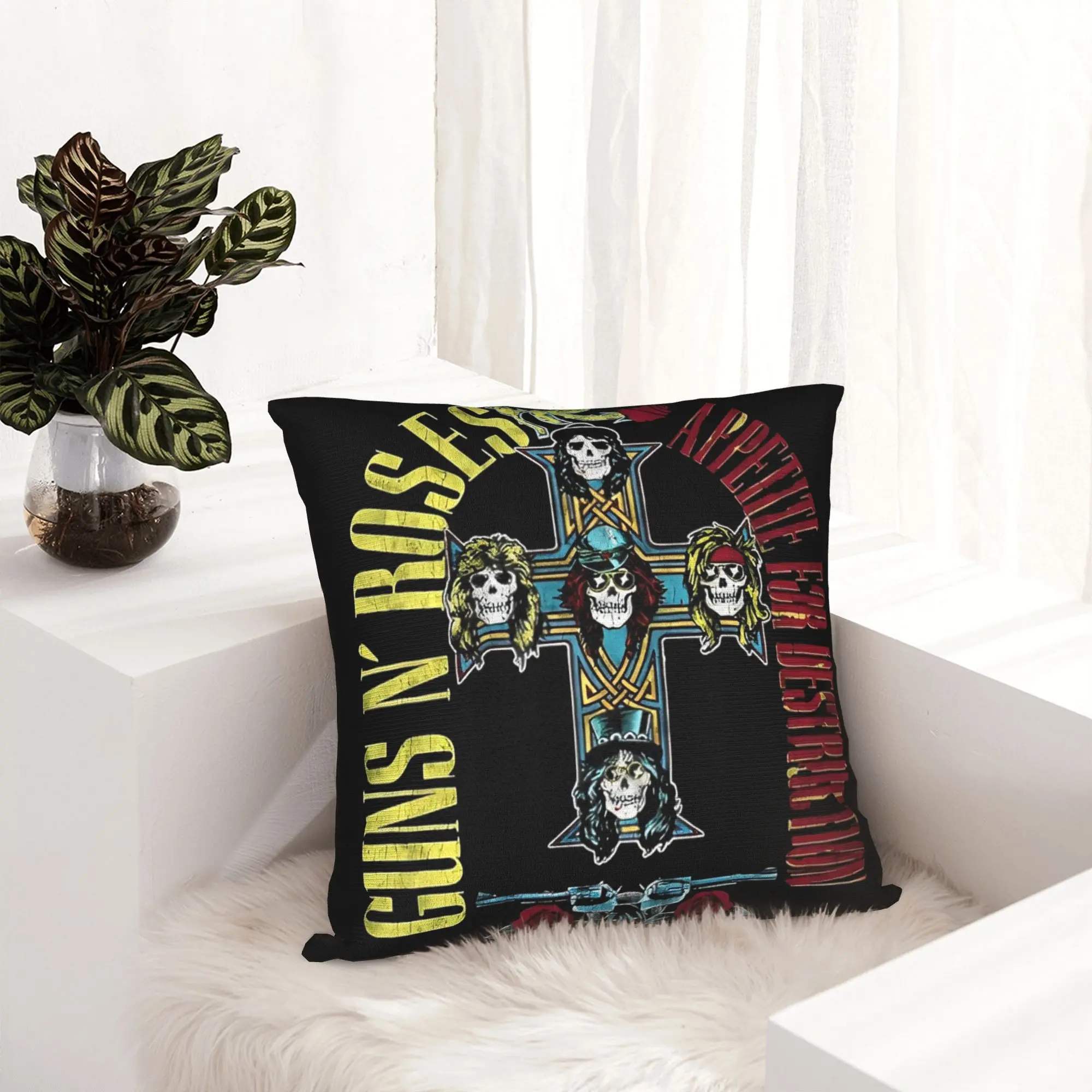 Vintage G-Guns N Roses Pillowcase Printed Polyester Cushion Cover Gift  Pillow Case Cover Home Dropshipping 45*45cm