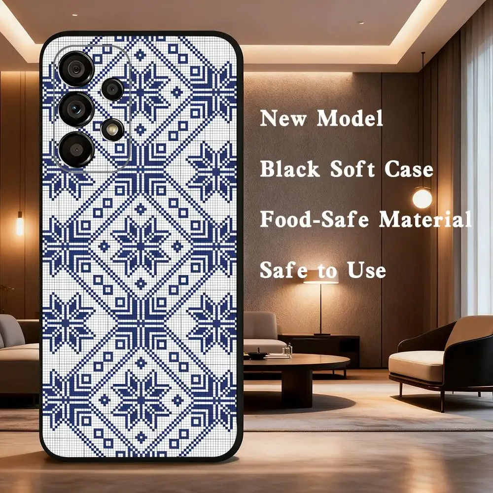 เคสโทรศัพท์ลายเครื่องประดับยูเครนสำหรับ Samsung Galaxy A73,31,32,72,41,53,52,71,22,5G,Note,J7,8,9  แบบนิ่มสีดำ