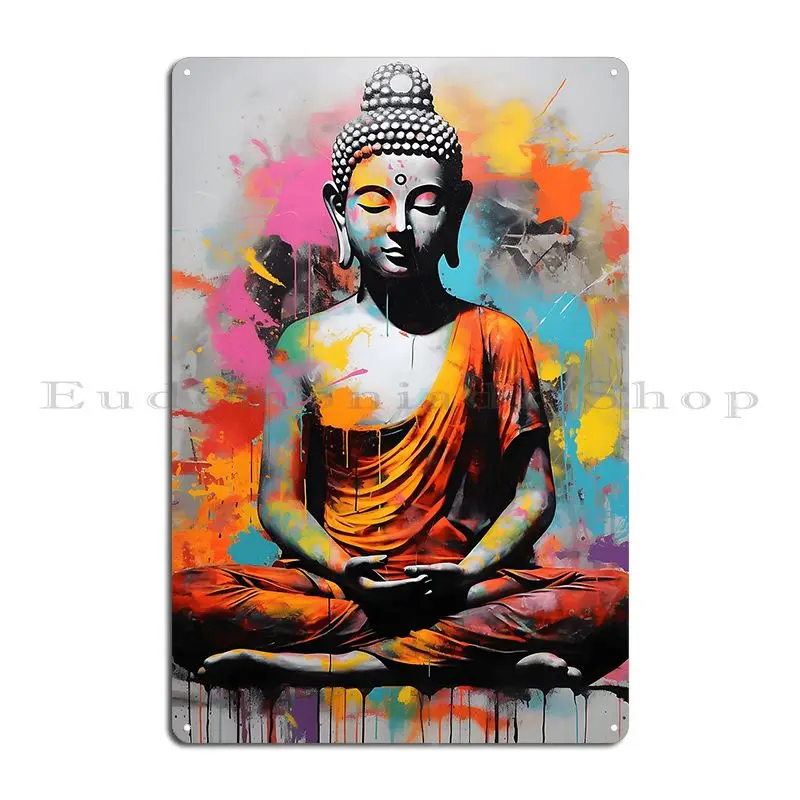 Colorful Buddha Meditation Zen Feng Shui Metal Plaque Poster Garage Plaques Cinema Printed Cinema Wall Mural Tin Sign Poster