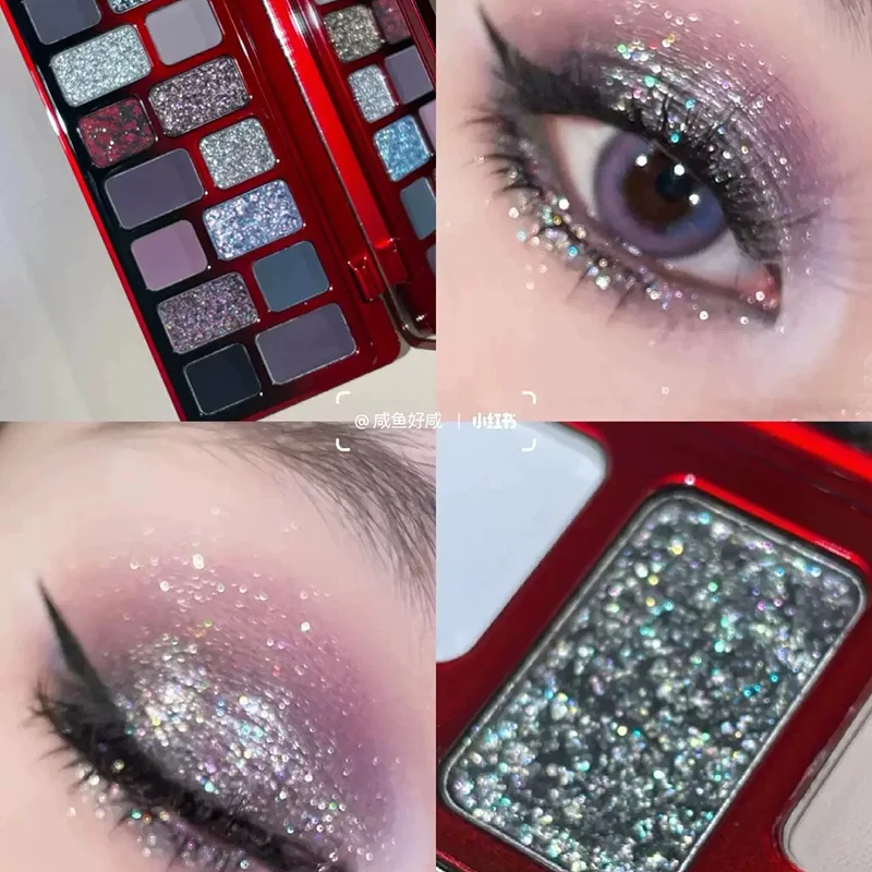 봄과 여름 스위트 주스 핑크 그린 컬러 대비 16 컬러 아이 섀도우 메이크업 팔레트 매트 진주 빛 글리터 아이 섀도우