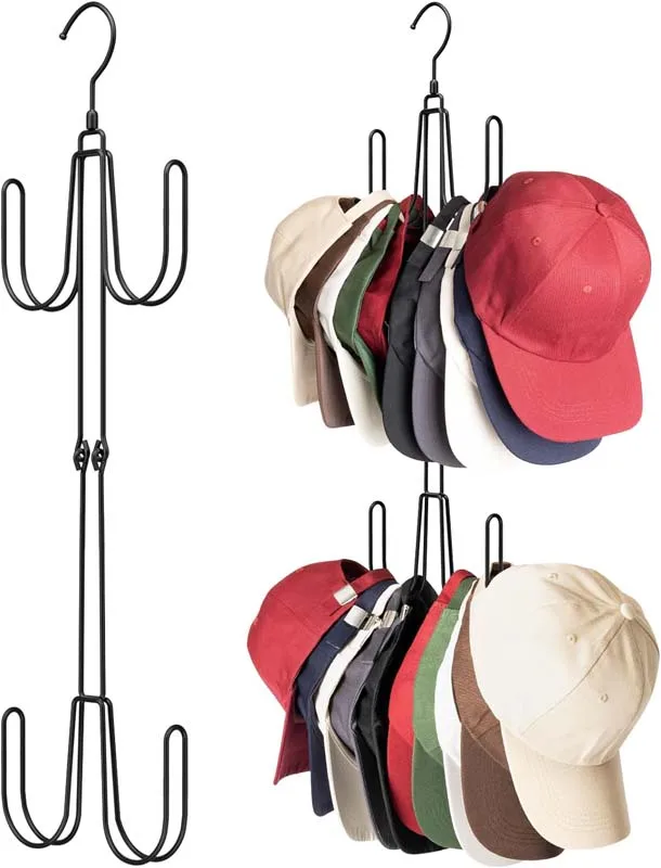 

360°Rotating Baseball Cap Storage Rack Foldable Hat Storage Holder for Tie Belts Shawls Scarf Handbag Hanging Rack Closet Hanger