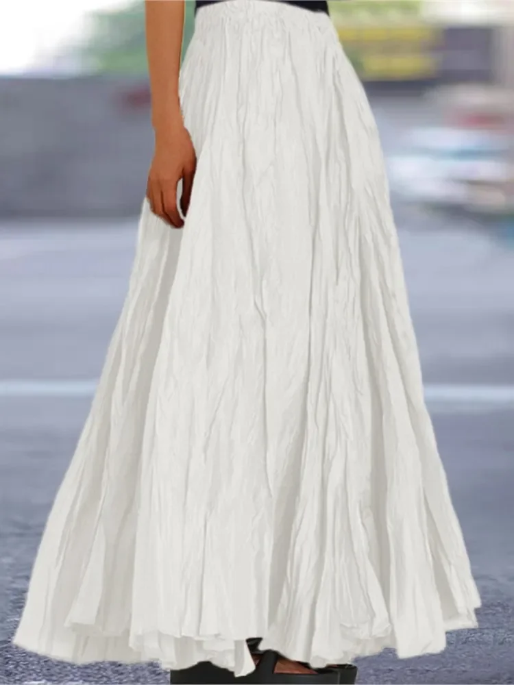 2024 Wiosna Lato Nowe Spódnice w jednolitym kolorze Moda damska Prosty styl Fałdy Luźna spódnica w kształcie litery A Modna odzież damska Streetwear