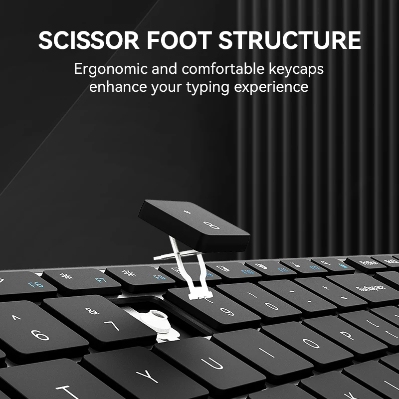 Ausdom sofkeys4 sem fio bluetooth modo duplo 3 zona chave teclado escritório teclado em casa silencioso 110 teclas para computador pc ipad telefone